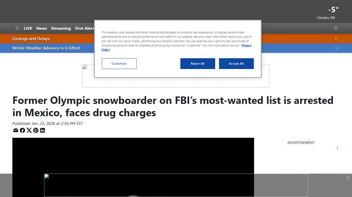 Former Olympic snowboarder on FBI’s most-wanted list is arrested in Mexico, faces drug charges